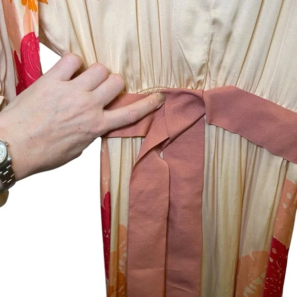 Pietronilla Italy Elegant Coral and Peach Maxi Dress w Sash sz L - Picture 5 of 14